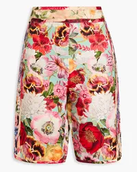 Zimmermann Floral-print silk and linen-blend satin shorts - Red Red