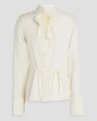 Victoria Beckham Pussy-bow silk crepe de chine blouse - White White