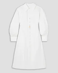 Jil Sander Belted pleated cotton-poplin midi shirt dress - White White