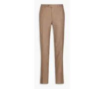 Mélange wool, silk and linen-blend pants - Neutral