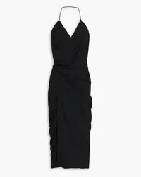 Rick Owens Draped crepe de chine halterneck midi wrap dress - Black Black