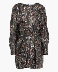 IRO Moseny printed silk-blend lamé mini dress - Black Black