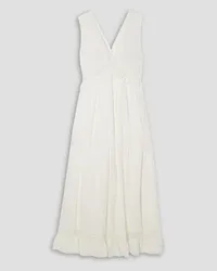 See by Chloé Crocheted lace-trimmed pintucked cotton-voile midi dress - White White