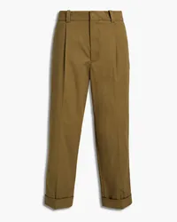 Acne Studios Pleated cotton-blend piqué tapered pants - Green Green