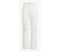 Dakota distressed high-rise straight-leg jeans - White