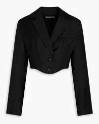 Anna Quan Cropped wool-blend twill blazer - Black Black