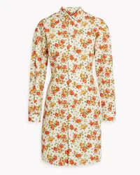 Marni Floral-print cotton-poplin mini shirt dress - Orange Orange