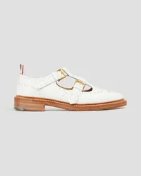 Thom Browne Cutout pebbled-leather brogues - White White