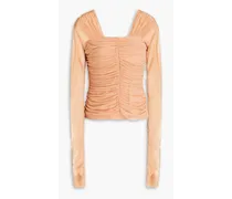 Jackie ruched mesh top - Neutral
