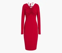 Ruched jersey midi dress - Red