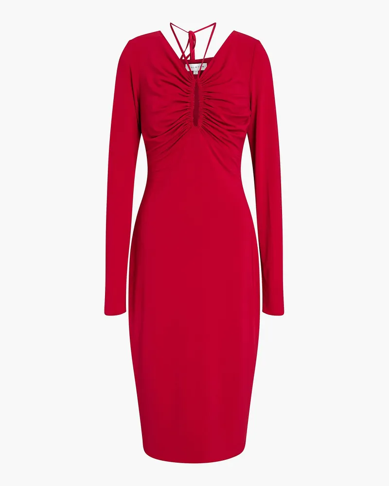 Halston Ruched jersey midi dress - Red Red