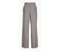 Pleated wool-twill straight-leg pants - Gray