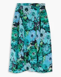 Stella McCartney Asymmetric floral-print silk crepe de chine midi skirt - Blue Blue