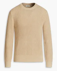 Sandro Ribbed cotton and silk-blend sweater - Neutral Neutral