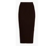 Rhea ribbed-knit midi skirt - Brown