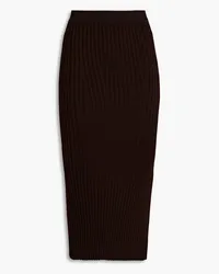 GALVAN Rhea ribbed-knit midi skirt - Brown Brown