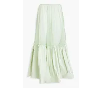 Gathered cotton-blend tulle and taffeta midi skirt - Green