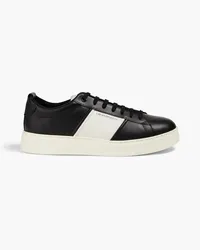 Emporio Armani Two-tone leather sneakers - Black Black