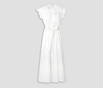 Belted ruffled cotton-poplin maxi dress - White