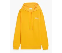 Embroidered organic cotton-fleece hoodie - Yellow