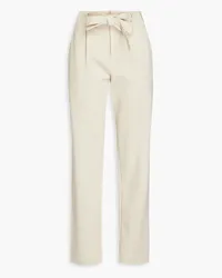 Rag & Bone Pleated belted stretch-ponte tapered pants - Neutral Neutral