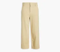 Cropped cotton, Lyocell and linen-blend gabardine straight-leg pants - Neutral