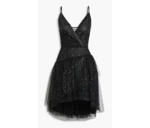Bead-embellished tulle mini dress - Black