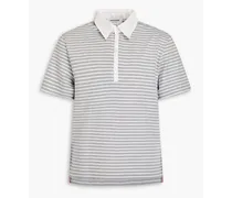 Striped cotton-jersey polo shirt - Gray