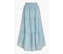 Tia tiered cotton-gauze midi skirt - Blue