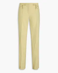 Valentino Garavani Bow-detailed wool-gabardine straight-leg pants - Green Green