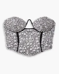 Area Cropped crystal-embellished ponte bustier top - Metallic Metallic