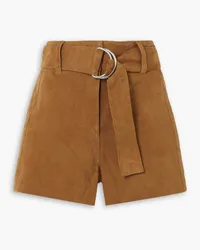 STAND Ribbon belted suede shorts - Brown Brown