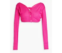 Soli cropped twist-back wool-blend cardigan - Pink