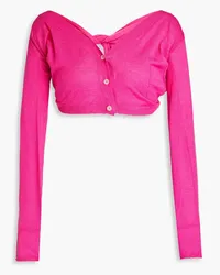 Jacquemus Soli cropped twist-back wool-blend cardigan - Pink Pink