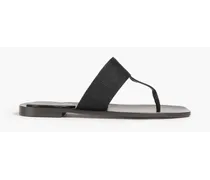 Roza leather-trimmed canvas sandals - Black