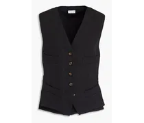 Bead-embellished linen and cotton-blend vest - Black