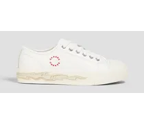Logo-print leather sneakers - White
