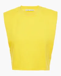 Alice + Olivia Alice Olivia - Cropped French cotton-terry top - Yellow Yellow