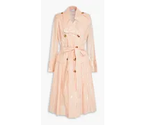Double-breasted coated point d'esprit trench coat - Pink