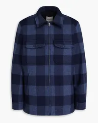 Sandro Checked wool-blend felt jacket - Blue Blue