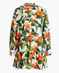 Alice + Olivia Alice Olivia - Cailin floral-print cotton-blend poplin mini dress - Green Green