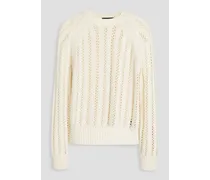 Adrienne open-knit cotton-blend sweater - White