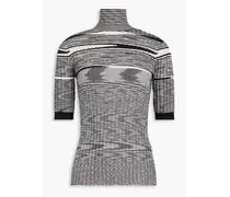 Missoni Space-dyed ribbed cashmere and silk-blend turtleneck top - Black Black
