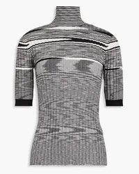 Missoni Space-dyed ribbed cashmere and silk-blend turtleneck top - Black Black