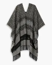 Balmain Metallic fringed jacquard poncho - Black Black