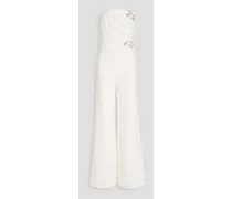 Sarisha bead-embellished satin and crepe wide-leg jumpsuit - White