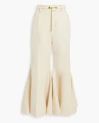 Zimmermann Belted wool-blend flared pants - White White