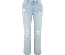 Cult distressed high-rise straight-leg jeans - Blue