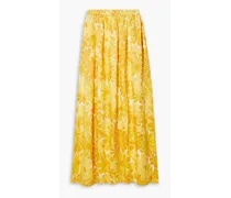 Danita floral-print linen maxi skirt - Yellow