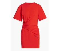 Draped cotton-jersey mini dress - Red